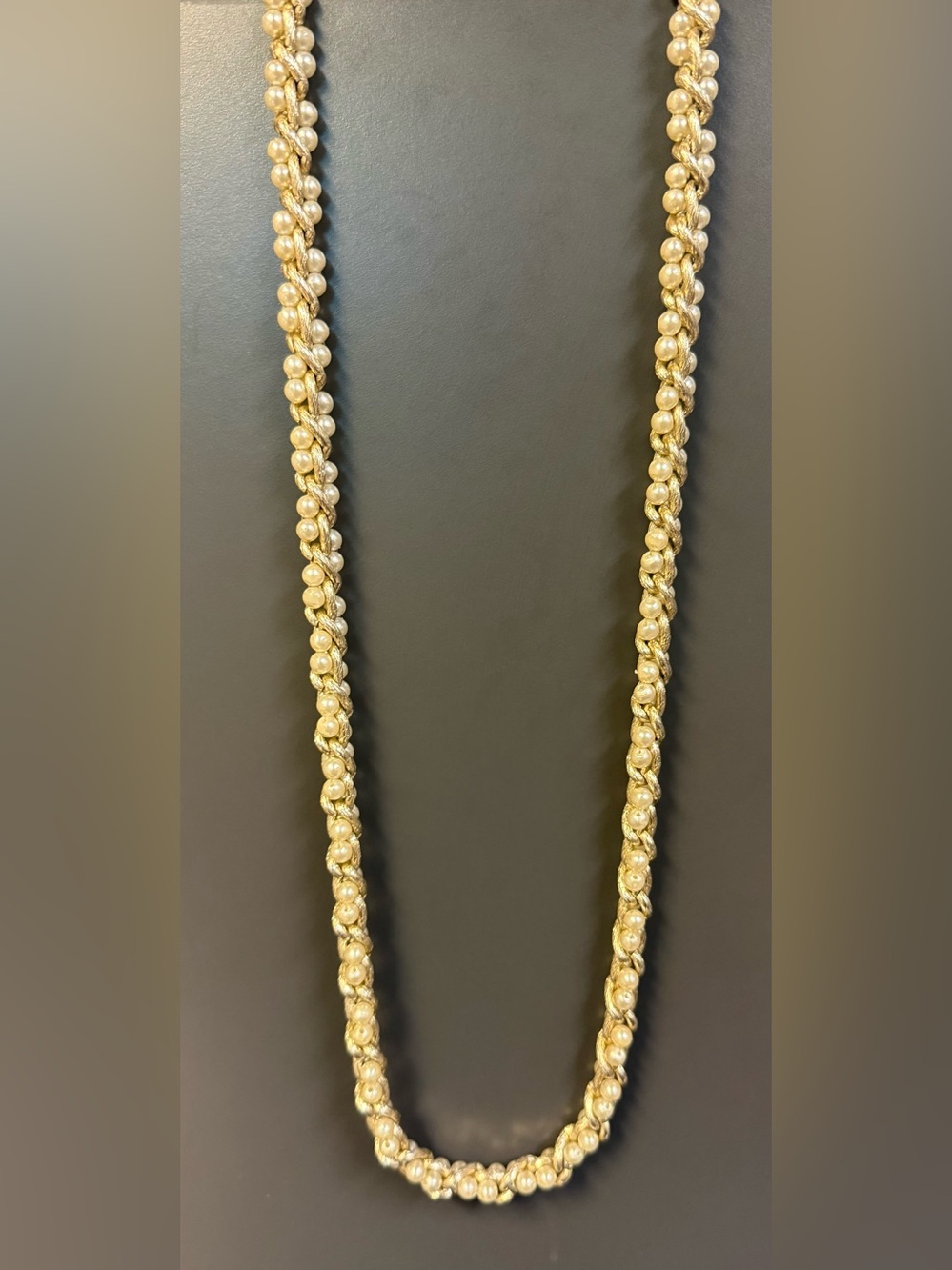 Vintage Faux Pearl Chain Strand 37” Long Lightweight Necklace